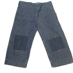 True Vintage Homemade Baby Jeans Dark Wash Blue Denim Patches Frayed Worn READ